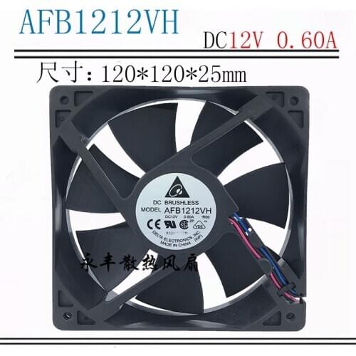 New original 12025 12V 0.6A AFB1212VH 12CM four-wire PWM chassis cooling fan