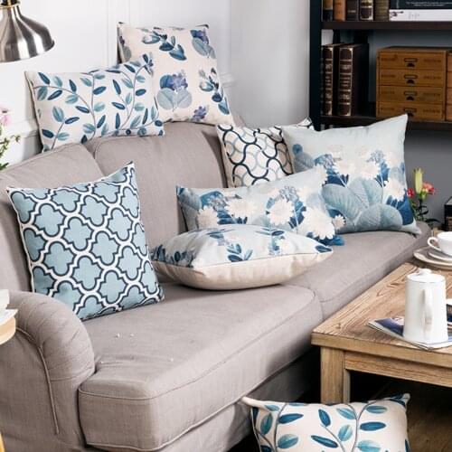 Wholesales Pillow Cover Vintage Lotus Floral Green ivy Cushion Cover Home Decorative Pillow Case 45x45cm/30x50cm