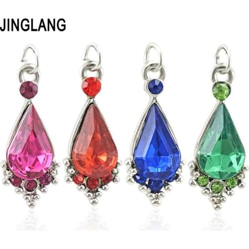 JINGLANG Water droplets Charms Zinc Alloy Handmade Pendants For DIY Jewelry Earrings Making Finding Accessories 30 pcs