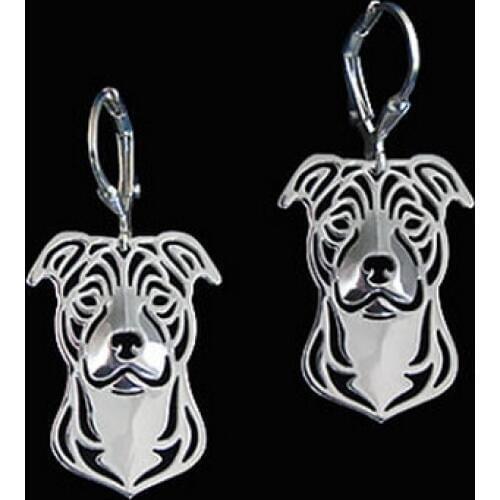 Fashion Style Handmade cartoon Animal Staffordshire Bull Terrier Stud Earring jewelry golden color plated 12pair/lot