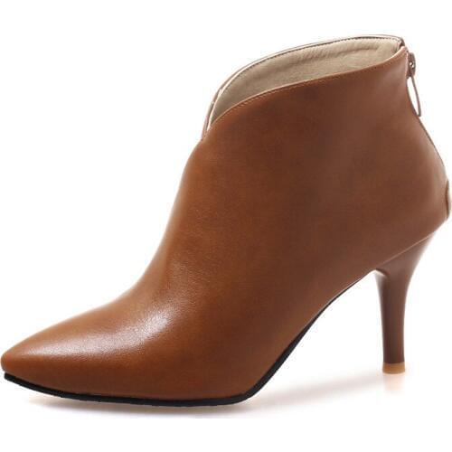 Spring Autumn Stiletto Thin High Heels Pointed Toe Ankle Boots Women Boots Warm Plush Winter Sexy Shoes Woman XKD2080