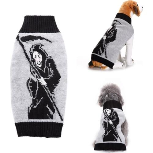 Halloween Dog Sweaters For Dog Spring Autumn Warm Ghost Printed Coat Puppy Cat Clothing Dog Clothes For Small Large Dogs XXS-XXL
