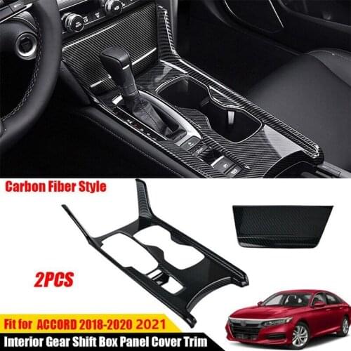 ABS Carbon Fiber Gear Interior Gear Shift Box Water Cup Holder Panel Cover Trim Fit for Honda Accord 10Th Gen 2018