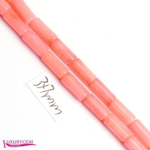 High Quality 3x7mm Smooth Pink Color Natural Coral Column Shape DIY Gems Loose Beads Strand 15" w3690