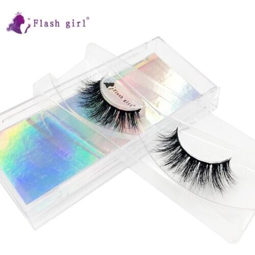 Flash Girl High Quality Mink Eyelashes Natural Long Thick False Eyelashes 100% Handmade Cruelty Free Fake Eye Lashes D15