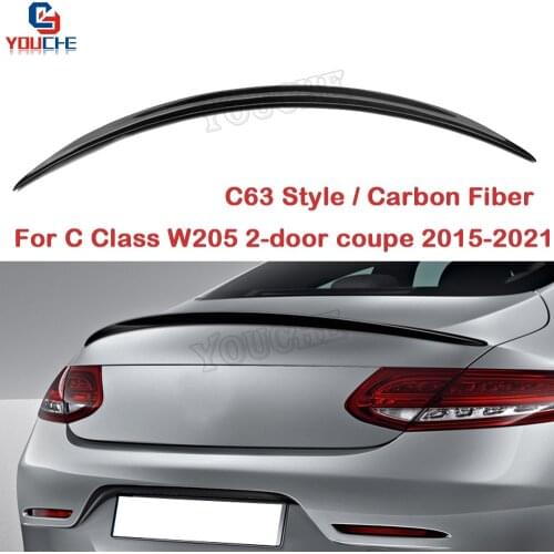 C63 Look Carbon Fiber Rear Spoiler Trunk Wing for Mercedes W205 C205 2015 + C Class C250 C300 C350 2-door Coupe