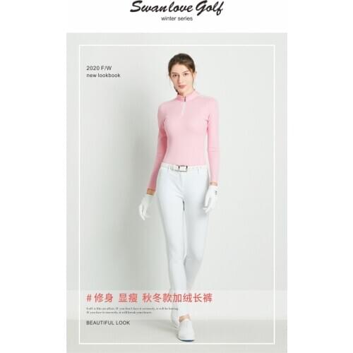 Golf pants womens autumn and winter plus velvet thickening warm outdoor sports trousers elastic ball pants slim clothing