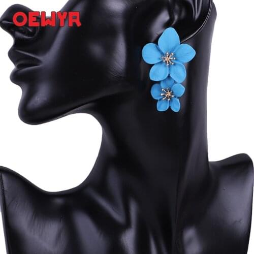 2019 Bohemian Spray Paint Design Woman Earrings Korean Fashion Metal Colorful Flower Earring For Women Statement Trendy Jewelry