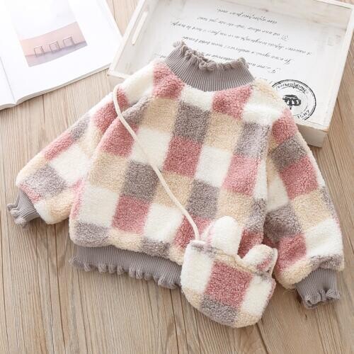 Winter Children Sweater 2020 New Girls Cotton Thickening Knitting Tops Baby Girls Kids Casual Plus Velvet Warm Sweater For 2-7Y