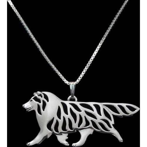 Gold & silver 1pcs Shetland Sheepdog Movement Necklace 3D Cut Out Puppy Dog Lover Pendant Memorial Necklaces Christmas Gift