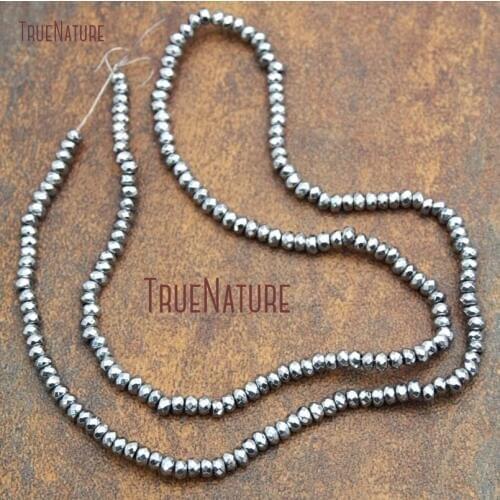 10Strand Hematite Loose Beads Titanium Silver Faceted Rondelle Beads Loose Beads For Less 2x3mm BE14962