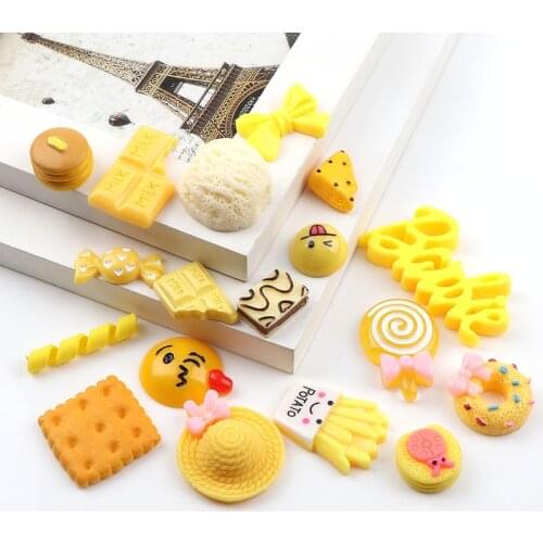 25Pcs Mixed Resin Micro Kawaii Candy Resin Flat Back Convex Round DIY Home Mobile Phone Shell Hairpin Clip Shop Decoration