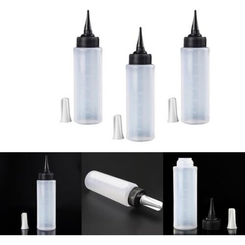 3Pcs 150ml Empty Plastic Salon Hair Color Measuring Tinting Applicator Bottle Hair Color Bottle Applicator Transparent