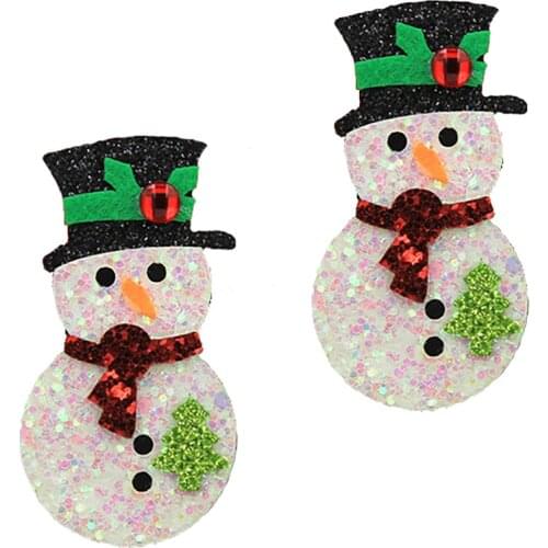 5pcs Glitter Snow Man for Christmas Party Hairpin Applique Decor Accessories Deer Head For Baby Girl DIY