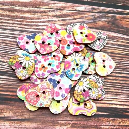 50Pcs Mixed Heart Shape Buttons Apparel Sewing Buttons For Kids Clothes Scrapbooking Decorative Handicraft DIY Accessories SC080