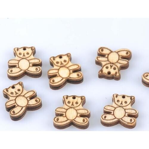 50pcs mixed Natural Wooden Christmas bear Scrapbooking Carft DIY Home Handmade Decorationone one hole 17x18mm MT1640