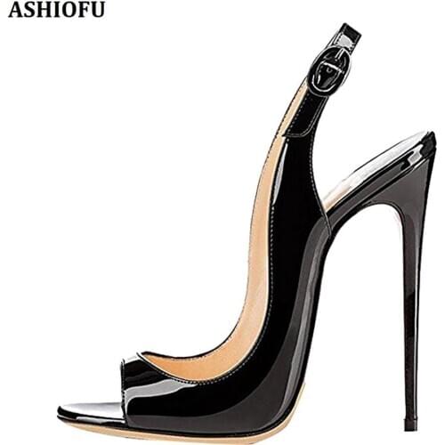 ASHIOFU Hot Sale Handmade Ladies High Heel Sandals Slingback Office Party Summer Shoes Evening Fashion Dating Sandals Shoes