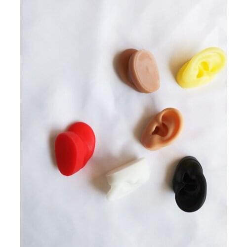 White/black/red/yellow/brown/skin color Silicone ear model soft simulation human ear earphone earrings display ear model 2pcs