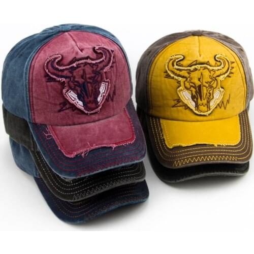 CNTANG Men Bull Head Embroidery Baseball Cap Cotton Vintage Snapback Hip Hop Caps Fashion Casual Hat For Women Summer Brand Hat