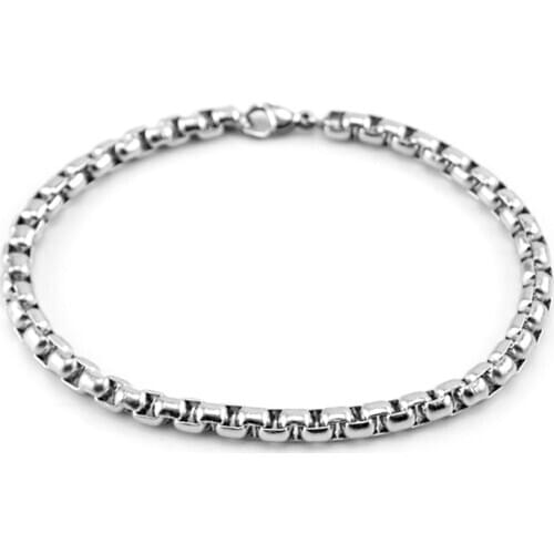 100% Stainless Steel Bracelet Mens Bracelets On Hand Chain 3/4/5mm Metal Box Chain Bracelets Pulseira Masculina