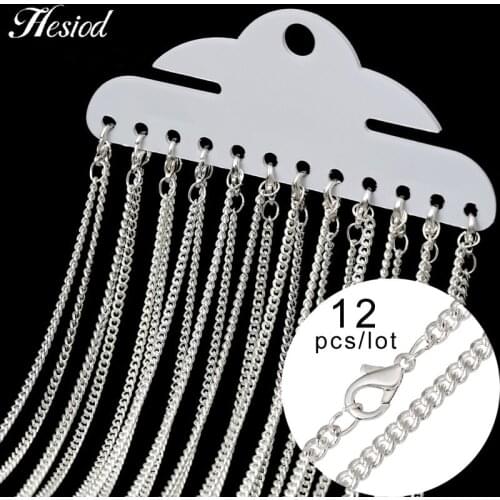 Hesiod 12Pcs/Pack 46cm Silver Plated Lobster Clasp Thick Link Chain For Women DIY Necklace Jewelry Bulk Accessories Wholesale