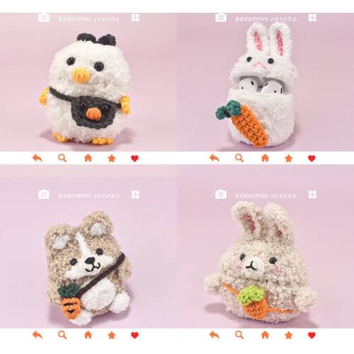 3D Cute Plush Bunny Bear Case for Airpods 1 2 Protective Cover Wireless Bluetooth Headset Case for AirPods Pro Girl Princess Ins
