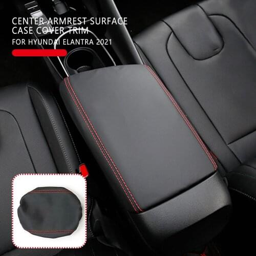 For Hyundai Elantra 2021 Black Red Line Center Armrest Surface Case Cover Trim Armrest Box Protective Cover