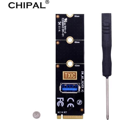CHIPAL NGFF M.2 to USB 3.0 Transfer Card M2 M Key to USB3.0 Adapter Extender For PCI-E 1x to 16x PCI-E Riser Graphics Video Card