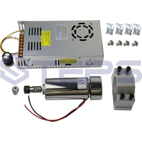 DC12-48V 0.3kw spindle motor ER11 chuck CNC 300W Spindle Motor + 52mm mount bracket + Power Supply speed governor For DIY CNC