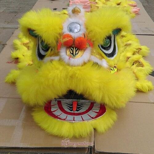 New children yellow kid lion costume high qualityLion Dance Costume made of pure wool Southern Lion kid size