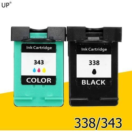 UP Ink Cartridge replacement For HP 338 343 for hp PSC 1500 1510 1513 1600 1610 2300 2600 2610 Photosmart C3100 C3110 C3150