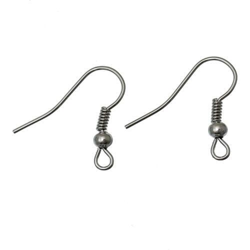 Doreen Box Lovely 200PCs Silver Color Ear Wire Hook With Spring and Ball 18*19mm (B00274)