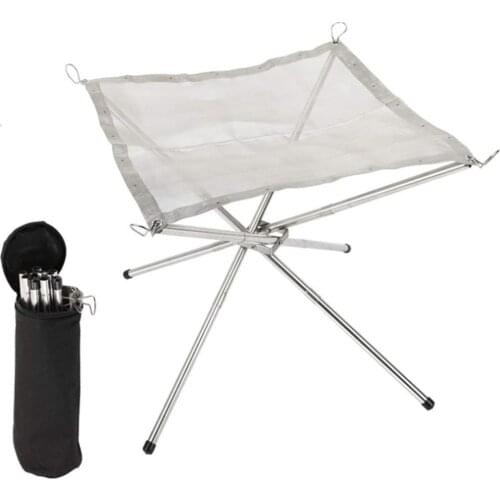 Bonfire Campfire Pit Camping Wood Stove Stand Frame Fire Rack Stainless Steel Foldable Mesh Fire Pit Outdoor Wood Heater Heating