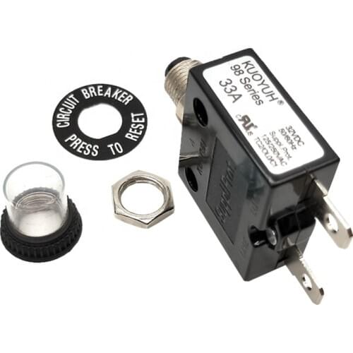 KUOYUH 98 series 33A Manual Reset Thermal Overload protector switch straight pin screw pin 3A-50A Mini Circuit Breaker