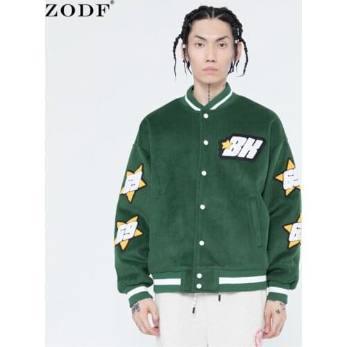 ZODF New Design Letters Embroidery Men Jackets Vintage Harajuku Hip Hop Autumn Winter Outfits Coats Brand Streetwear HY0197