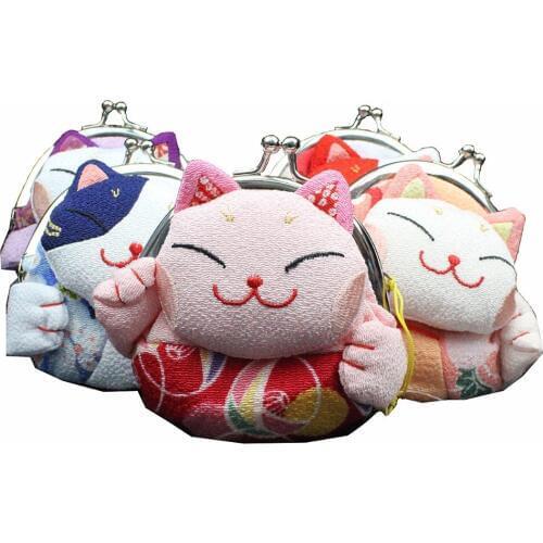 M316 Cute Mascot For Wealth And Luck Cat Coin Purses Hasp 5 Style Zero Wallet Cloth Bag Women Student Gift