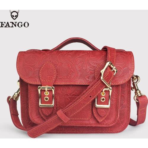 Retro Female Bags Real Leather Shoulder Bag For Women Brief Flap Messenger Bag Crossbody Coin Purse Original Flower Design