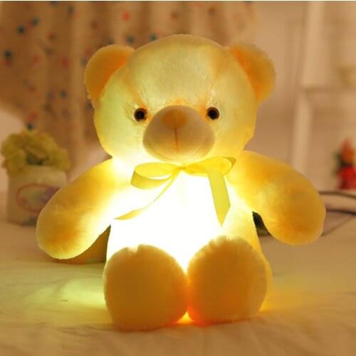 Music Creative Light Up LED Bear Stuffed Animals Plush Toy Colorful Glowing Plush Stuffed Bear Christmas Gift toys for Kids