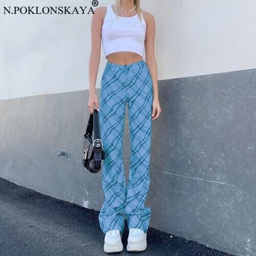 N.POKLONSKAYA Women's Plaid Trousers