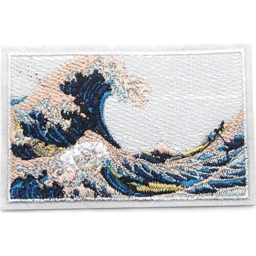 The Great Wave off Kanagawa patches diy iron on jeans bag shirt clothes jersey accessory punk sticker embroideried badge E0105