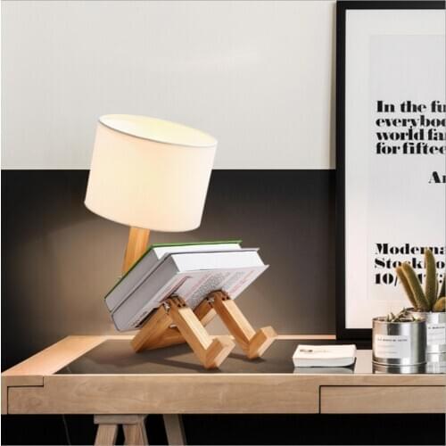 Led Table Lamp Solid Wood Night Light Diy Creative Table Lamp Decor of Bedside Bedroom Bookshelf Modern Gift Storage Desk Lamp