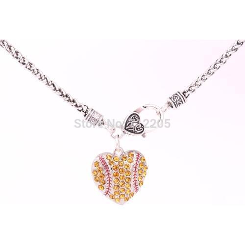 New product Lobster Claw Wheat Link necklaces Chain with Large Clasp wheat links Softball Hearts necklaces