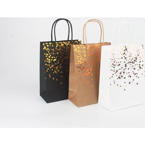 12pcs Kraft Paper Bag With Handles Gift Packing Bags For Store Clothes Wedding Christmas Party Favor Boxes