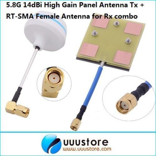 FPV 5.8Ghz 5.8g 14dbi High Gain Panel Antenna for Rx w/Angle RT-SMA Female Antenna Gains for Tx