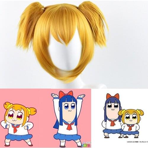 POP TEAM EPIC Popko 35cm Pipimi 100cm straight Cosplay Wig Pigtail Halloween Party Heat Resistant Synthetic Hair + Free Wig Cap
