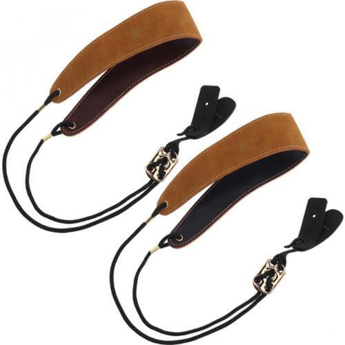 Adjustable practical Genuine Leather Saxophone Clarinet Neck Strap Single Shoulder Strap Metal Buckle for Saxophone Clarinet