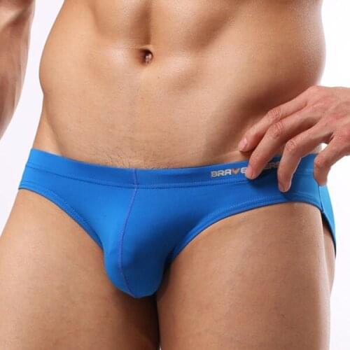 Sexy Men Briefs Underwear Bulge Bikini Swimwear BRAVE PERSON Brand Low Rise Pouch Man Beach New Wear Gay Swimsuits S-L