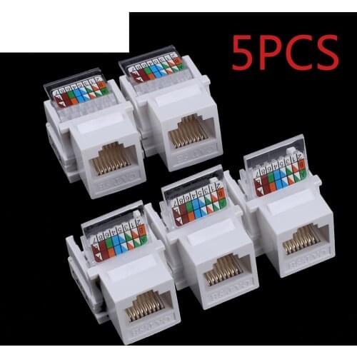 5pcs Tool-free CAT5E UTP network module RJ45 connector Information socket Computer Outlet cable adapter Keystone Jack FOR AMP