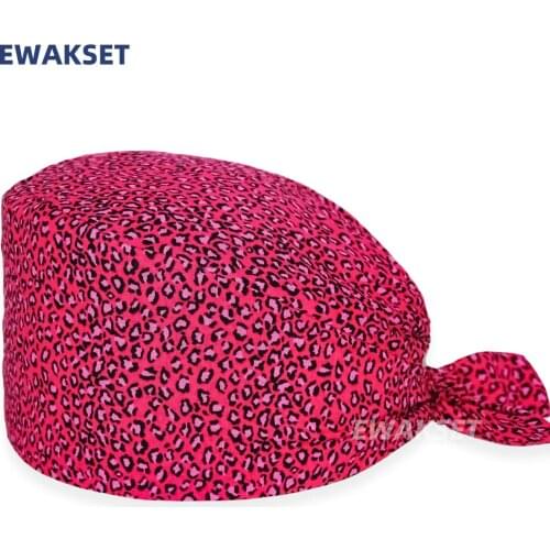 High quality Unisex cotton cartoon anime printing Dentist hats adjustable scrubs hat beauty salon laboratory pet shop scrubs cap