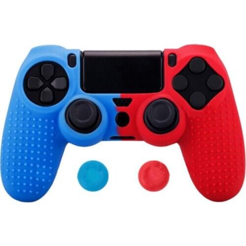 For PS4 Handle Silicone Sleeve Double Spell Silicone Sleeve Pro Slim Monochrome Handle Sleeve Protective Sleeve Plus Rocker Caps